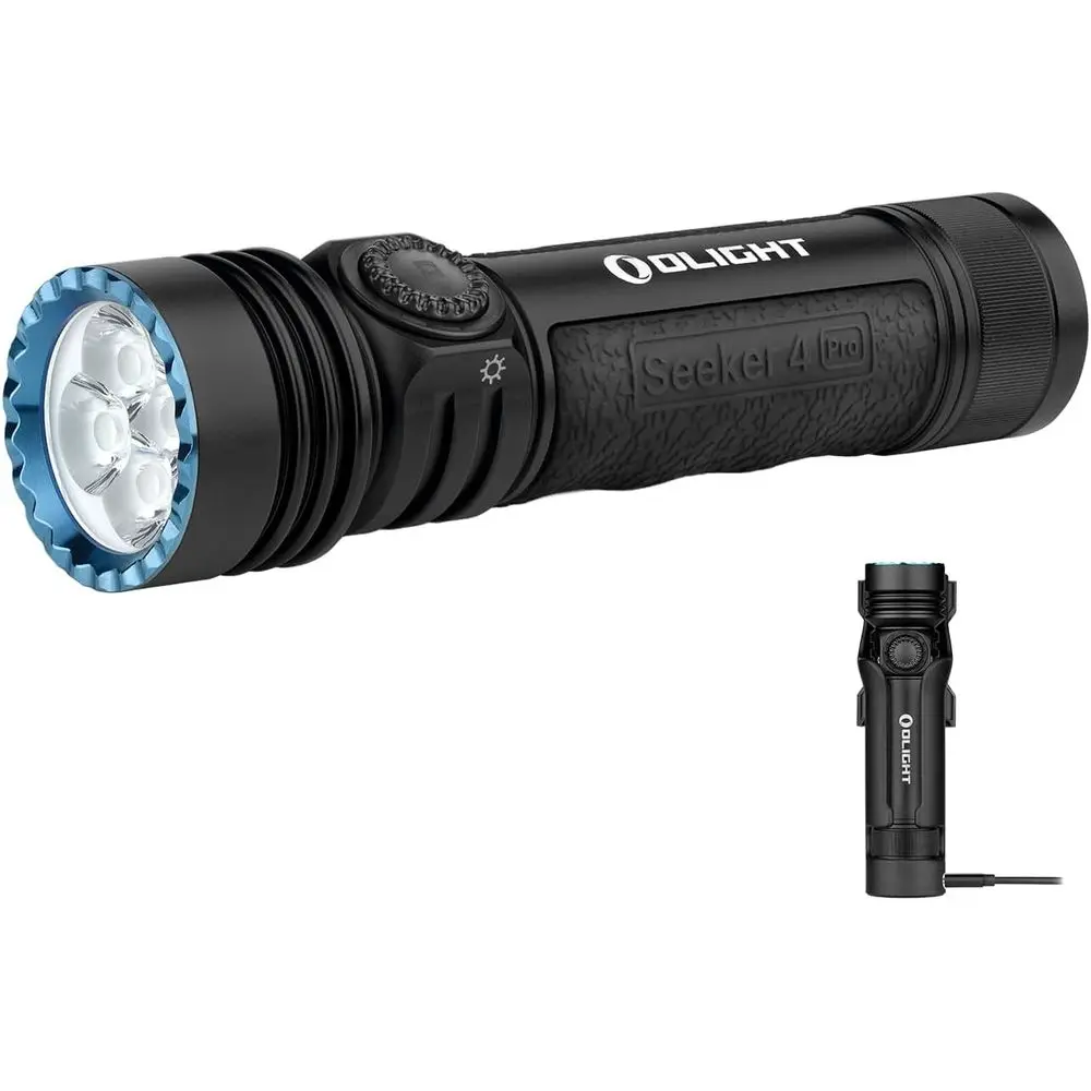 

Rechargeable 4600 Lumens LED Flashlight with USB-C Charging, Waterproof IPX8, Ideal for Camping and Searching (Matte Black, Cool