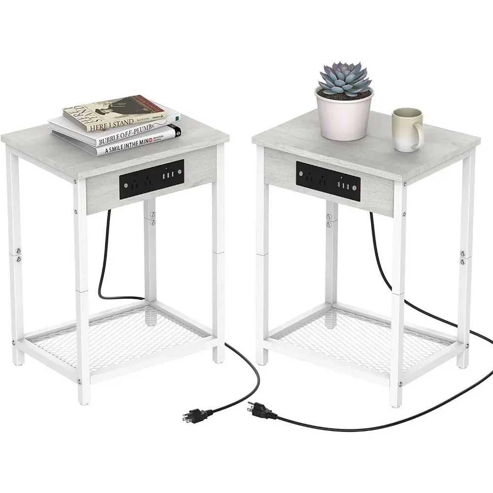 

End Table With Charging Station White Desk Set of 2 Small Dining Table Sofa Side Tables Living Room Tables Headboards Bed Modern