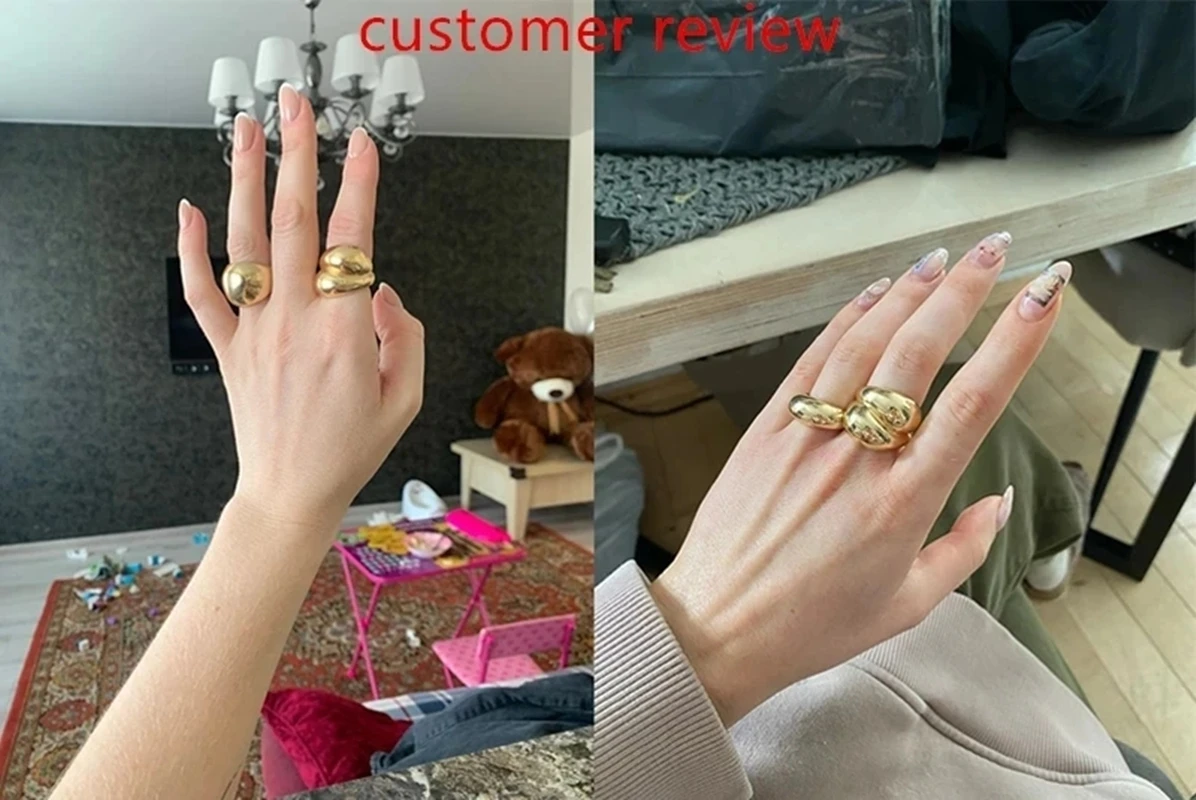 HUANZHI 2020 New Glossy Wide Version Gold Color Plated Exaggerated Metal Rings Open Adjustable Ring for Women Men Jewelry