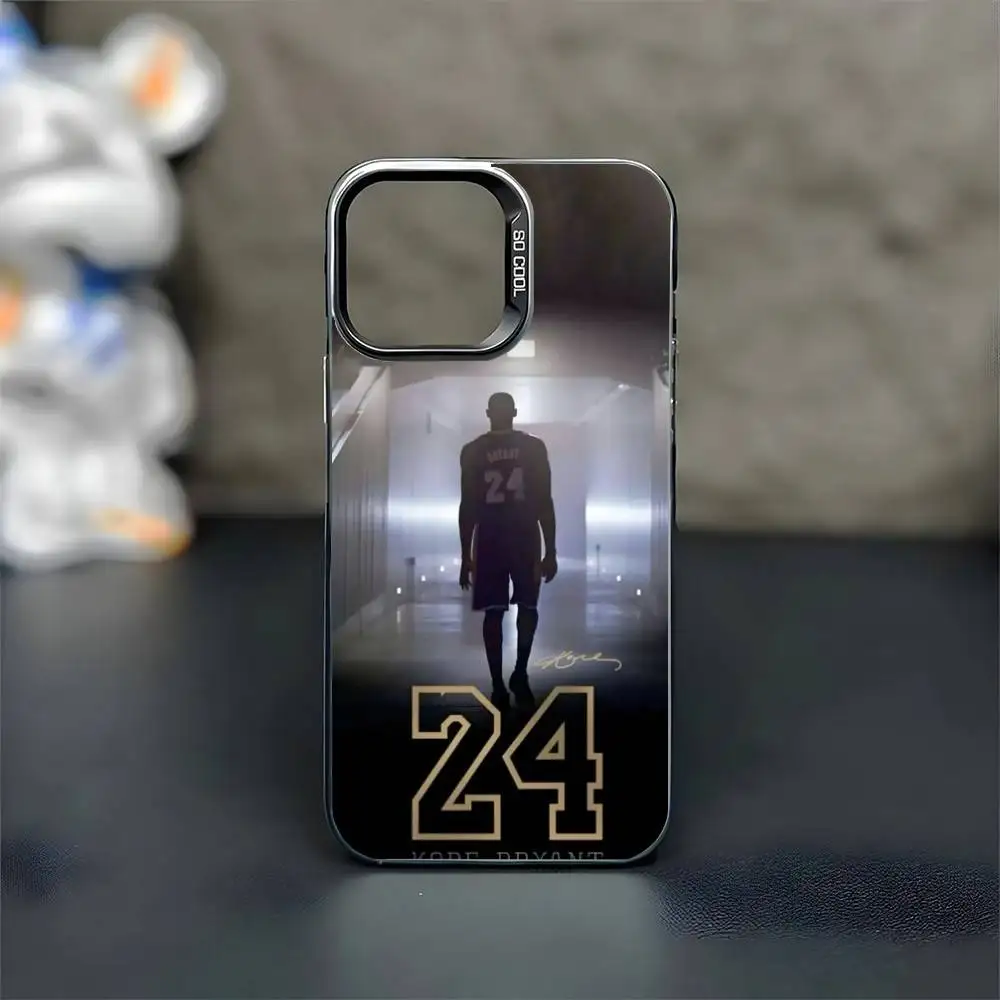 حافظة هاتف K-Kobe B-Bryant Mamba 8 24 لهاتف iPhone17,16,15,14,13,12,11 Plus، Pro Max غطاء أسود غير لامع مقاوم للصدمات