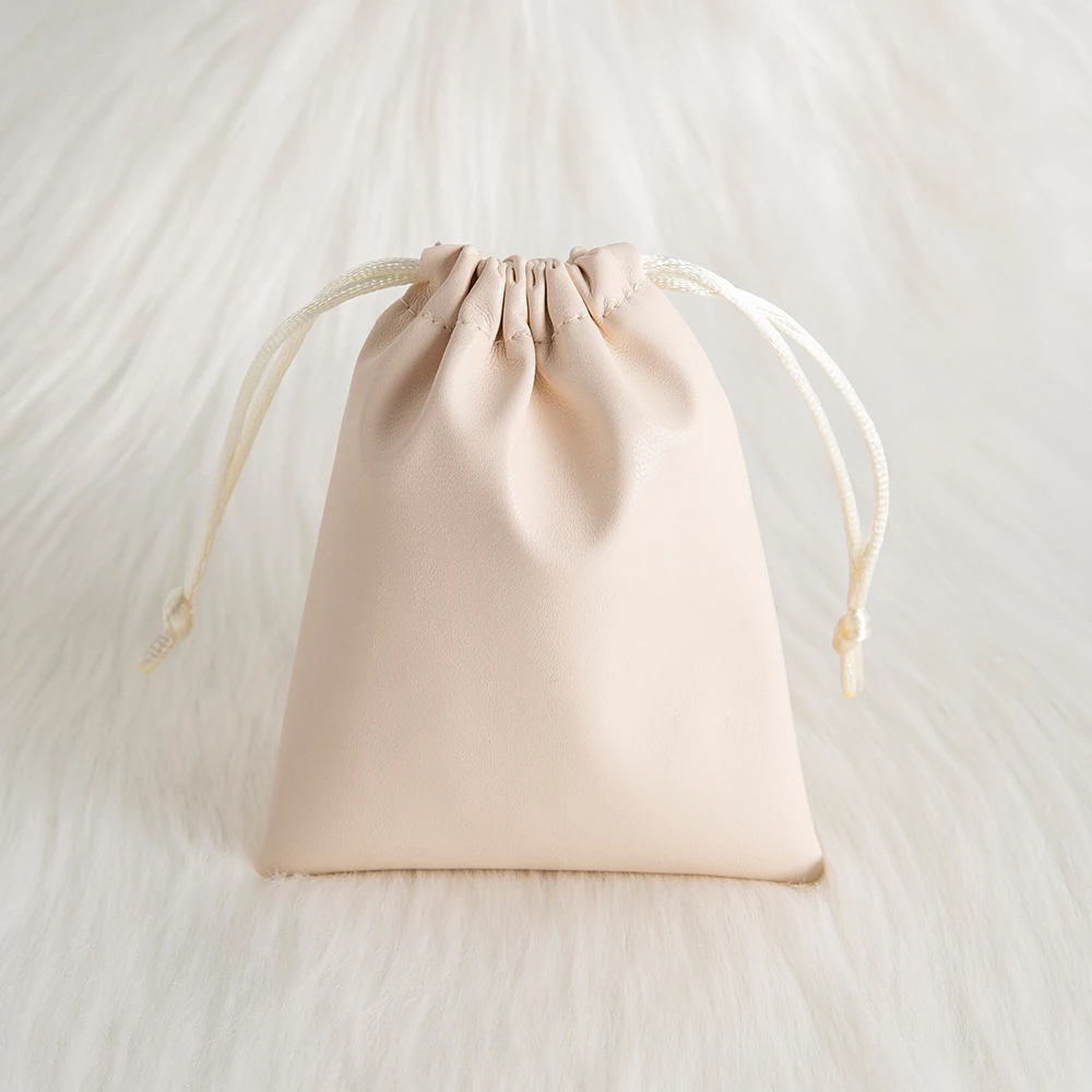10Pcs Black PU Leather Jewelry Drawstring Bags