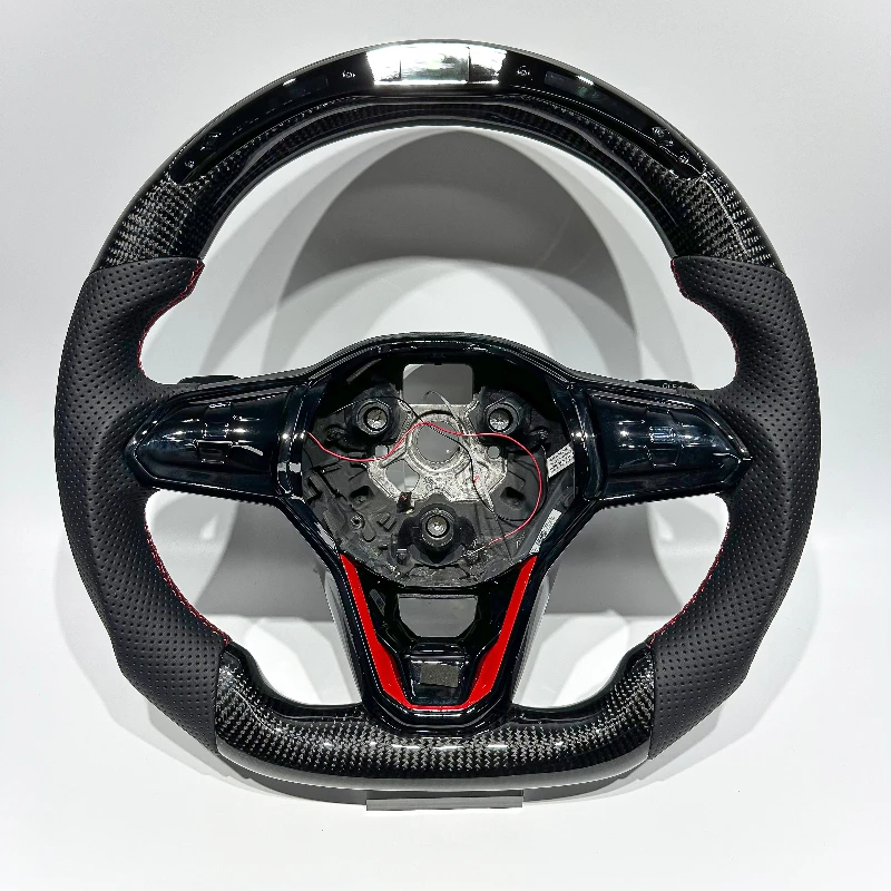 With LED Black Carbon Fiber Steering Wheel for Volkswagen MK8 Golf 8 GTI R R-Line MK8.5 MK 7 7.5 Car Parts DIY Function Hot