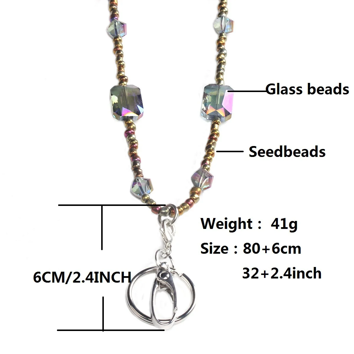 Purple Beads Women\'s Lanyard Neck ID Card Holder Neck Chain for Women Necklace Key Holder Lanyards