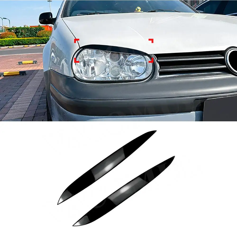 

2PCS Gloss Black Auto Headlight Eyebrow Eyelids Cover Trim Headlamp Eyebrow Eyelid Sticker for Volkswagen Golf 4 MK4 1997-2006