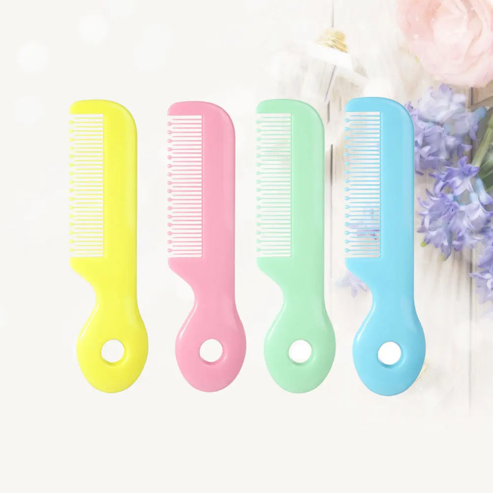 

4Pcs Infant Hair Comb Safe Round Design ABS Material Comfortable Grip Lightweight Baby Shower Gift for New Parents