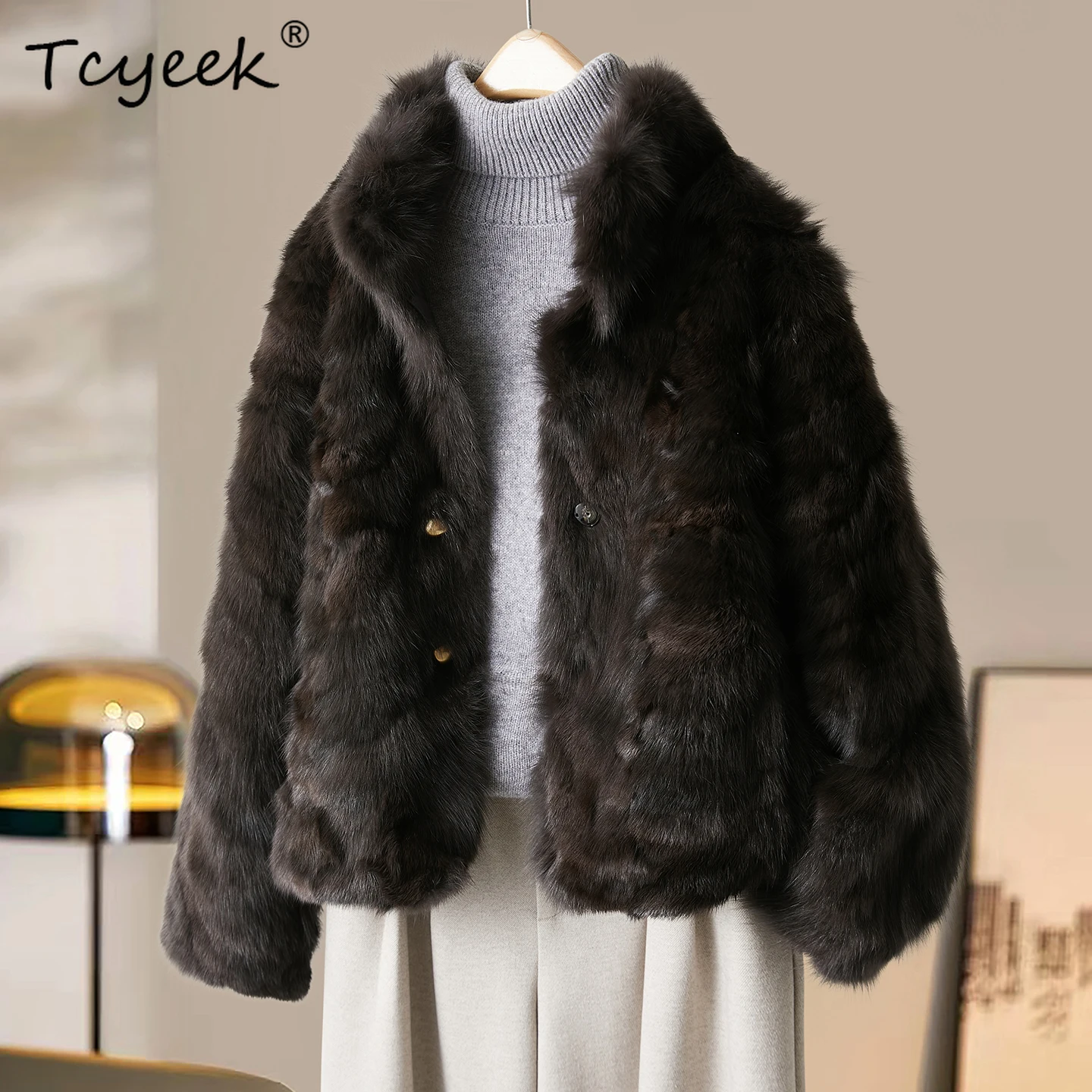 

Tcyeek Real Mink Fur Coat Women Warm Winter Clothes Real Fur Jacket Patchwork Mink Womens Coat New in Coats 2025 Fourrure Femme