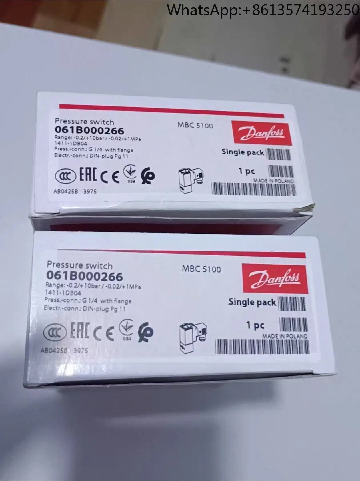 Model 061B000266 New Danfoss Pressure Switchin stock