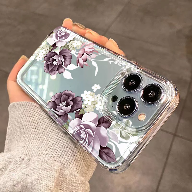 Peony Flower Soft Phone Case For iPhone 17 16 15 Pro Max 14 13 12 11 16E 17E Air 7 8 Plus XS XR X Transparent TPU Silicone Cover view 5