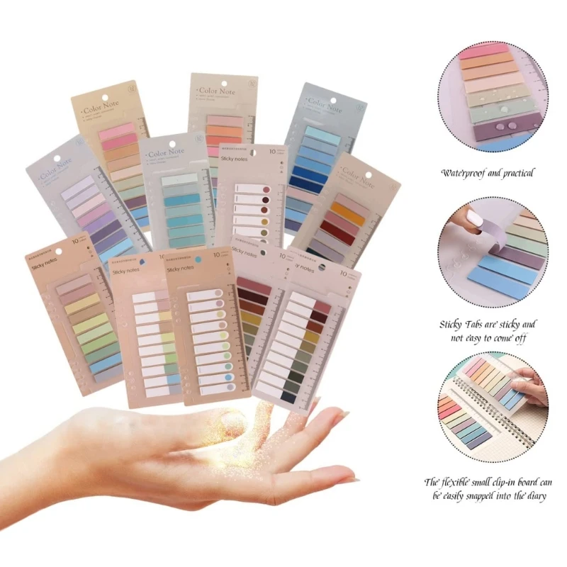 1600 2400Pcs Sticky Tabs Book Tabs, 80/100/120 Color Writable Morandi Sticky Tabs Page Marker Sticky-Notes Tabs Set