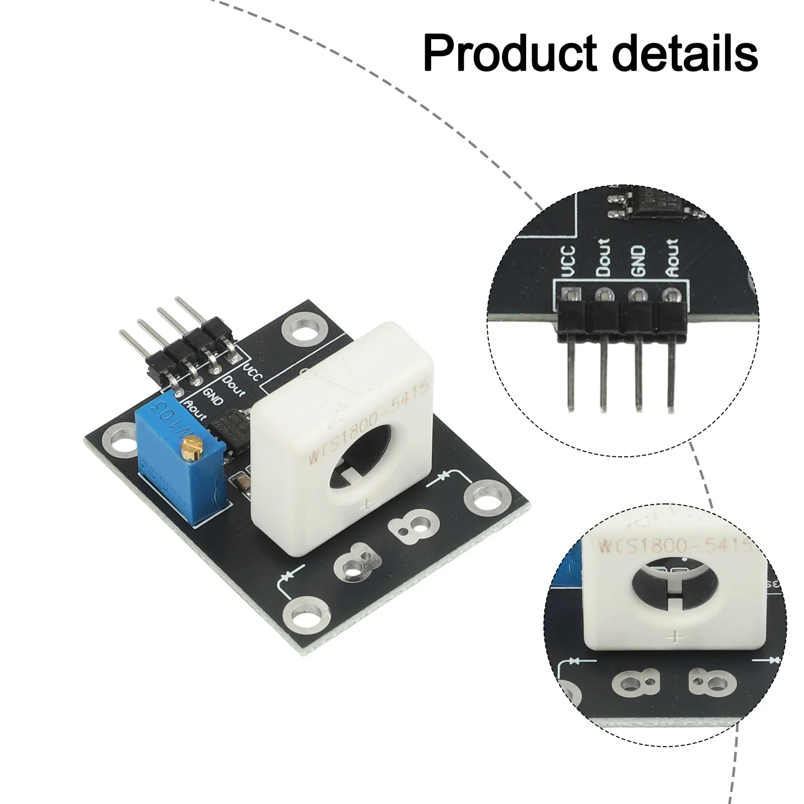 WCS1800 Hall Effect Current Sensor Module DC35A For Electrical Current Measurement With Analog And Digital Output Interfaces