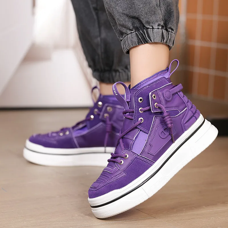 Fashion Purple Mens High top Skateboard Shoes 2024 Streetwear Hip Hop Sneakers Men Platform Designer Shoes Casual Sports Shoes