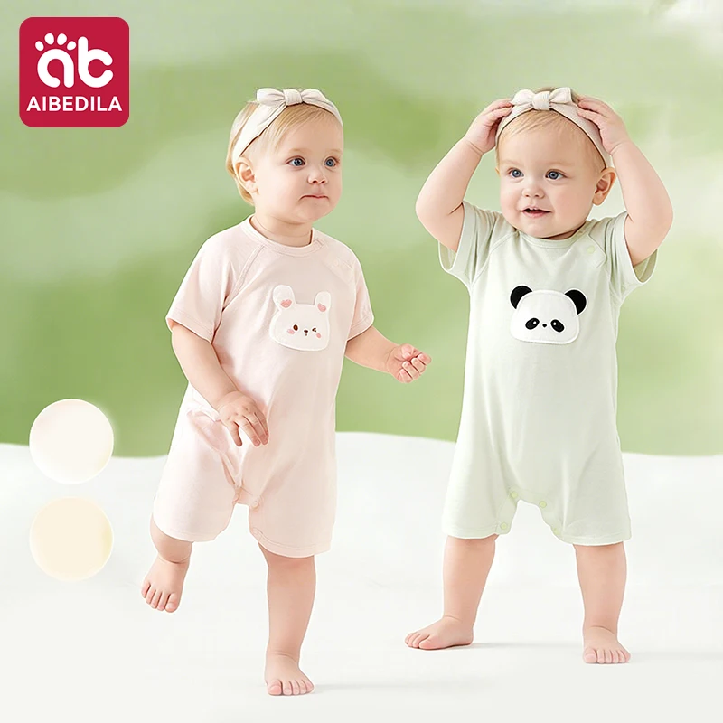 AIBEDILA Neugeborenen-Baby-Body, Sommer, dünne Baumwolle, buntes Outfit, für Kleinkinder, Jungen und Mädchen, weicher, atmungsaktiver Strampler, Outdoor-Bekleidung