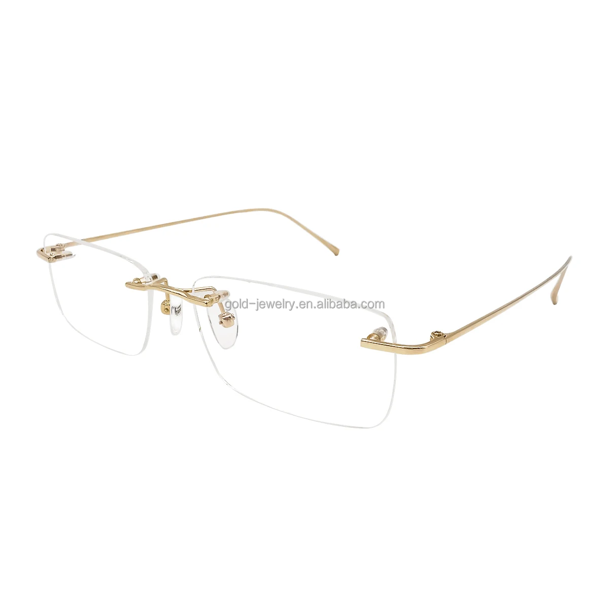 AU750 18k Real Yellow Gold Glasses Good Quality Solid Gold High Jewelry Rectangle Men Eyeglasses Wholesale