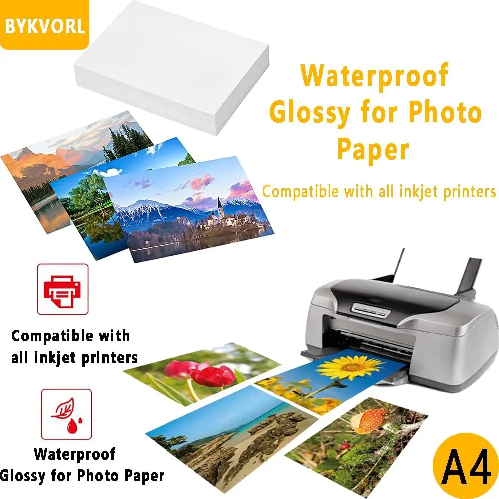 A4(8.27"×11.7") Photo Paper , Waterproof Glossy for Photo Paper，A4 Size 230gsm Waterproof Embossed Card Paper Inkjet Photo Paper