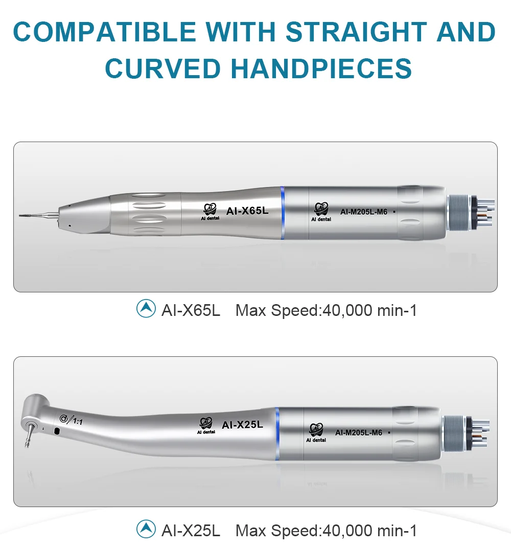 Dental Inner Water Air Motor Slow Speed Handpiece Parts AI-M204/M205 Non-LED Turbine Connector AI-M205LG LED Generator Series