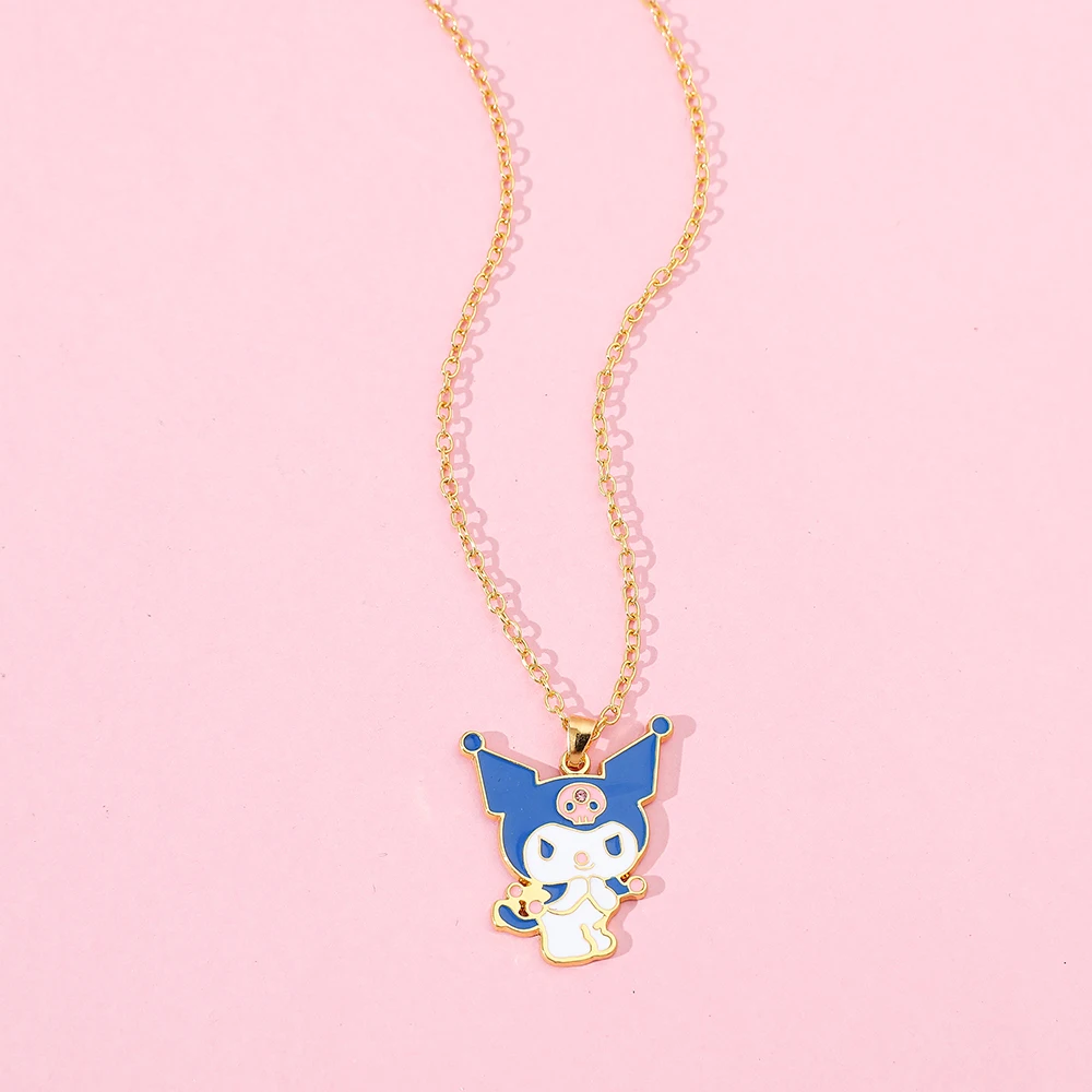 Sanrio Kuromi Cute Pendant Necklace Bone Chain Metal Classic Anime Peripheral Apparel Accessories Birthday Gift