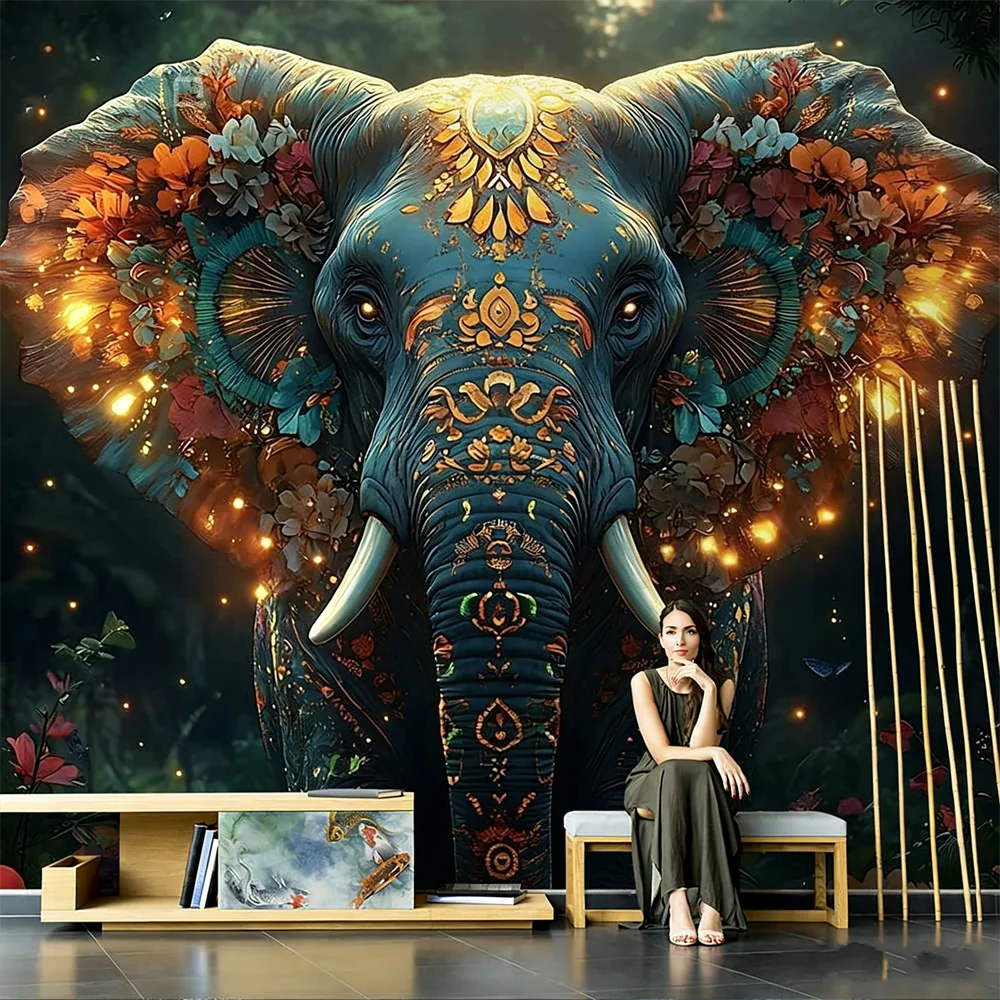 custom 3D Animal Mural Wallpaper for Kids Room Rhino Lion Elephant wallpapers for Living Room TV Background art Home decoration