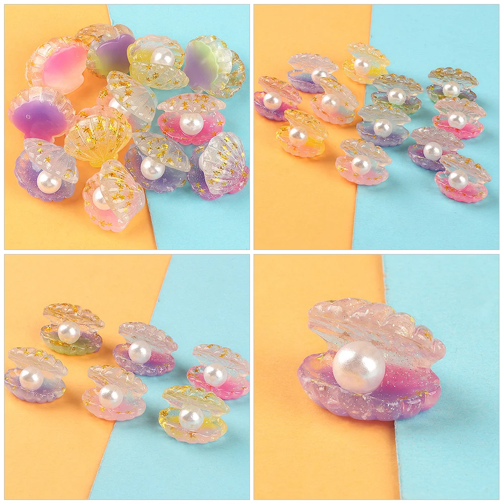 16 Pcs Faux Pearl Charm Miniature Shell Statue Simulated Ornament Tiny Decor Fish Tank Decorations