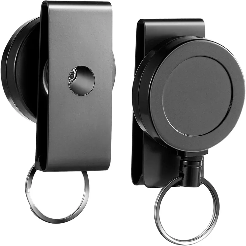 Heavy Duty Retractable Keychain with Belt Clip 360-Degree Rotating Key Ring Easy-Pull Steel Wire Rope Stealth Keychain Extender