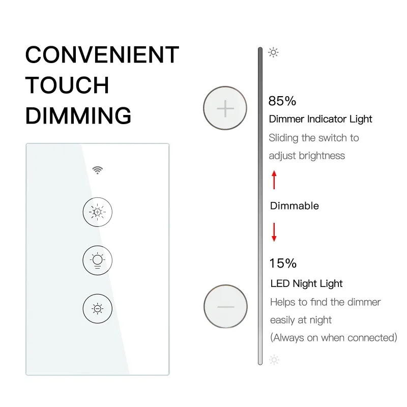 Regulador de intensidad de luz inteligente WiFi + RF433, 2/3 vías, multicontrol, aplicación Smart Life/Tuya, funciona con Alexa y Google Home
