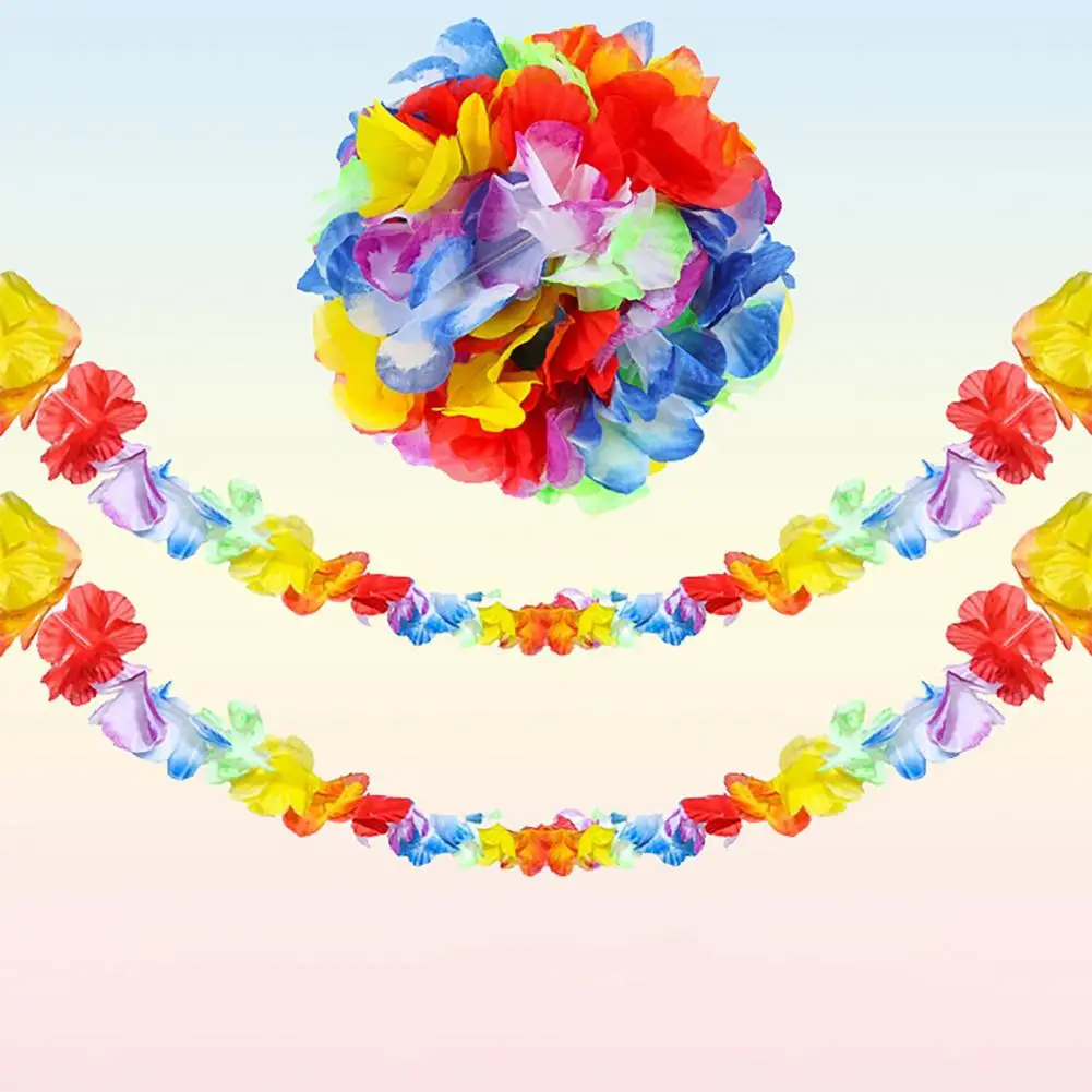 Hawaiian Leis Necklace Colorful Flower Wreath Garland Hawaiian Necklace Torpil Hawai Floral Farmhouse Decor Hawaiian Flower Lei