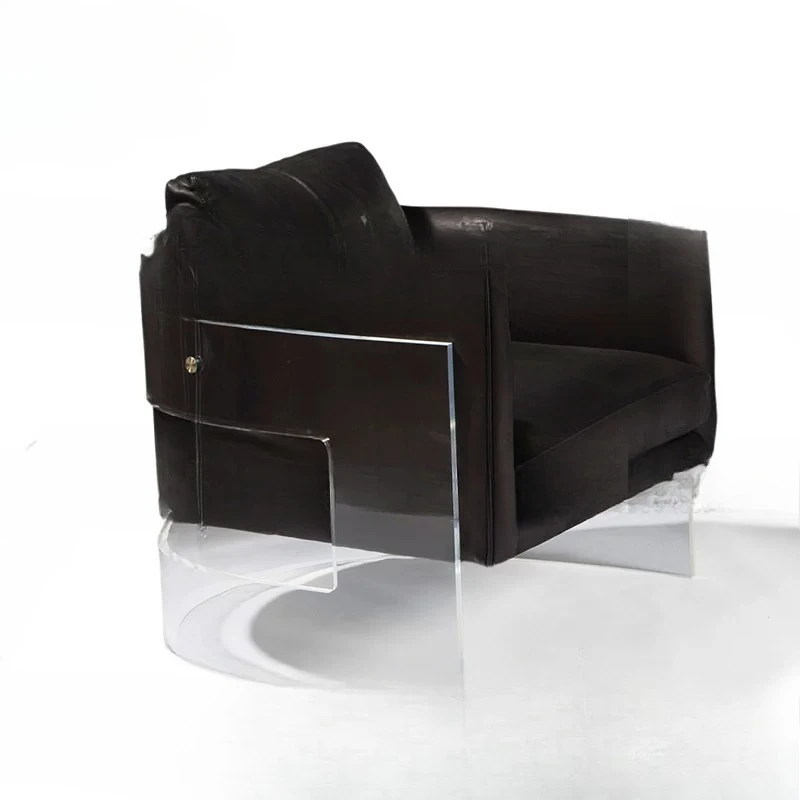 Italian acrylic lazy single sofa leather light luxury club room casual negotiation single chair