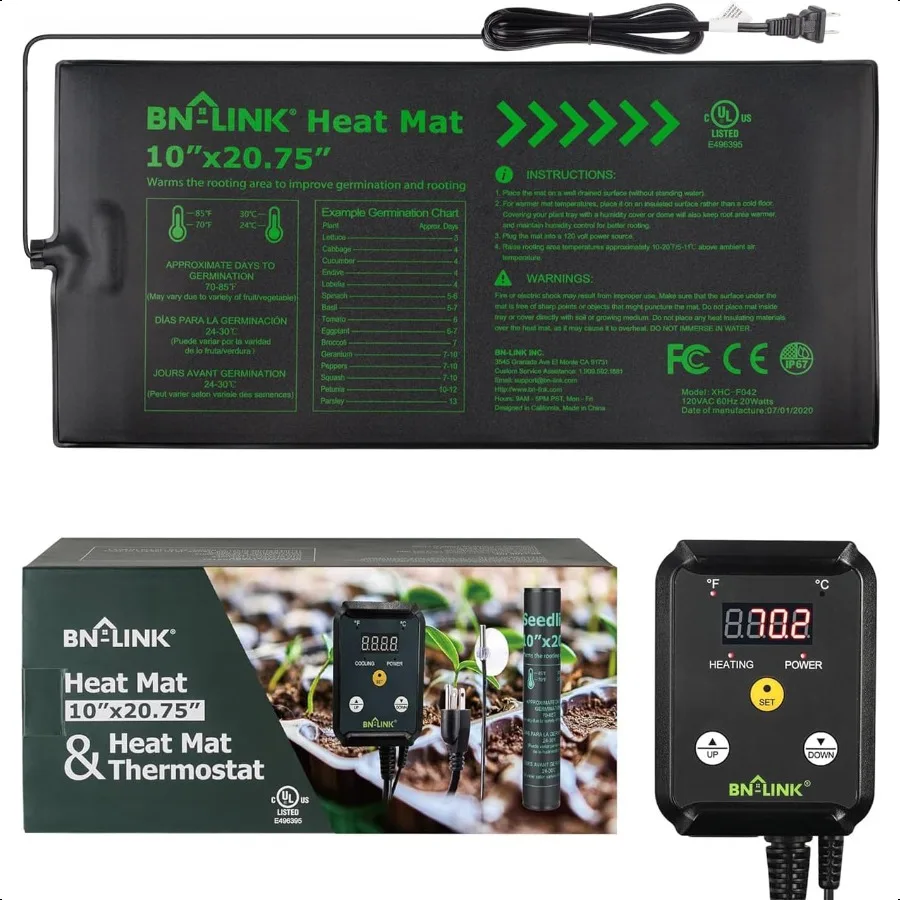 

Комбинированный нагревательный коврик для рассады с контроллером термостата 10 x 20,75, нагревательный коврик для растений для запуска семян с контролем температуры