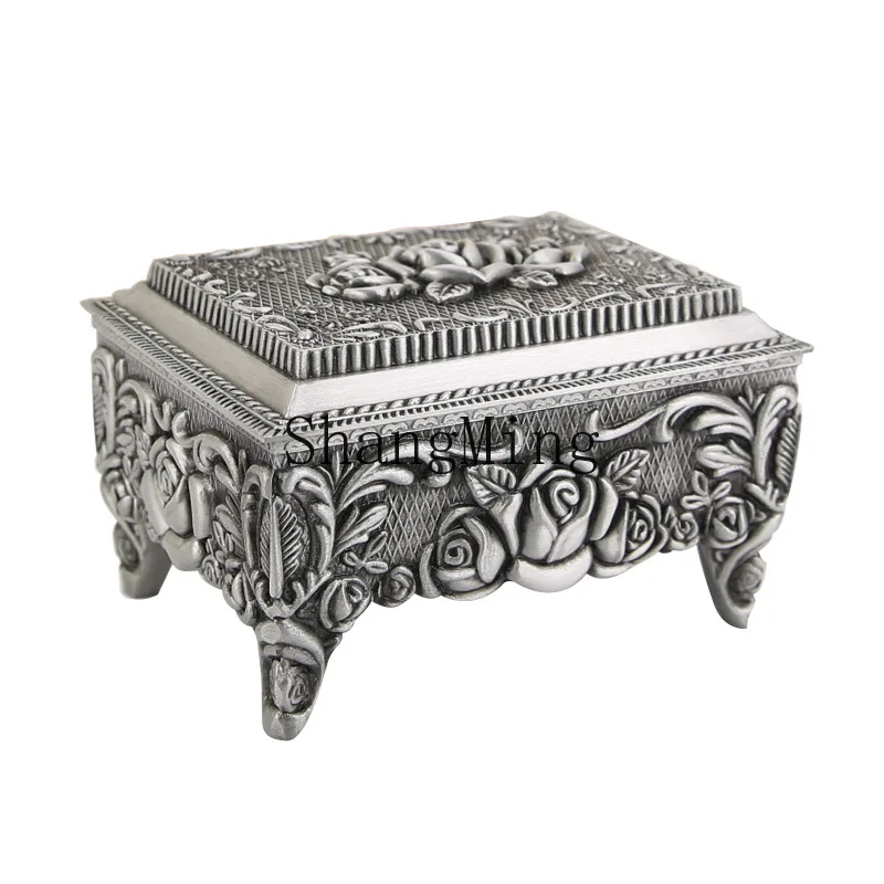 

PYH metal creative retro jewelry box high-end rose jewelry box zinc alloy desktop jewelry storage box