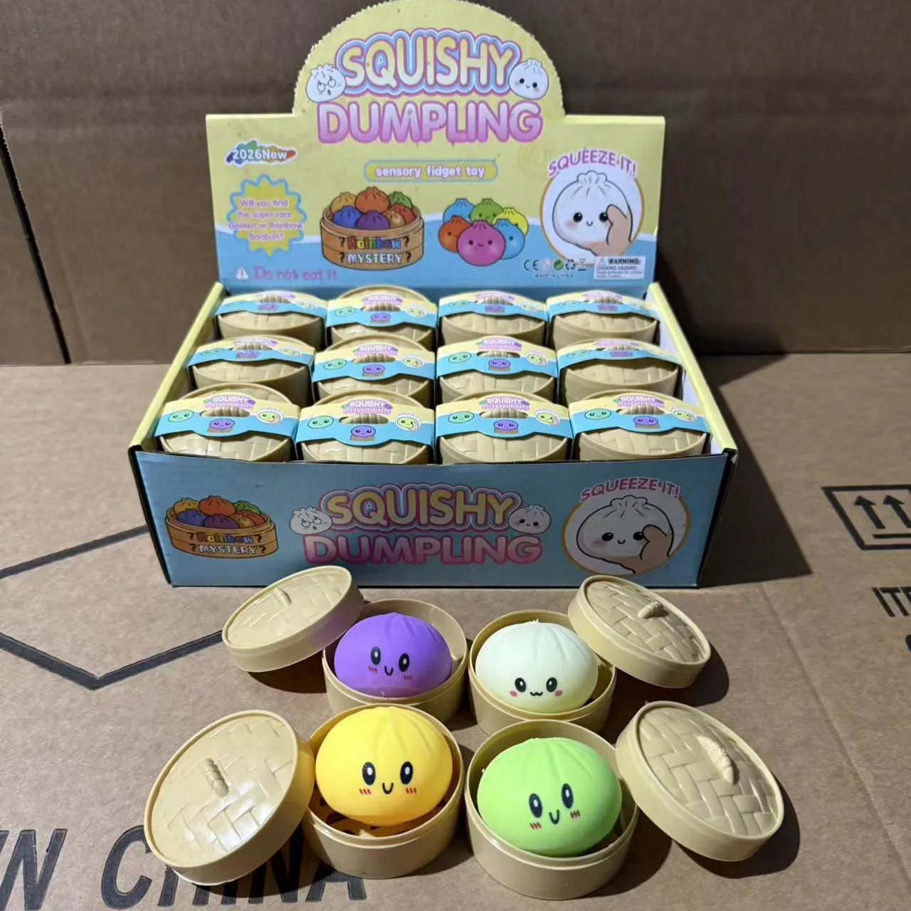 5CM Bestseller Smiley-Gesicht Dampfnudel Squishy Spielzeug Simulations-Dumpling Stressabbau-Quetschspielzeug