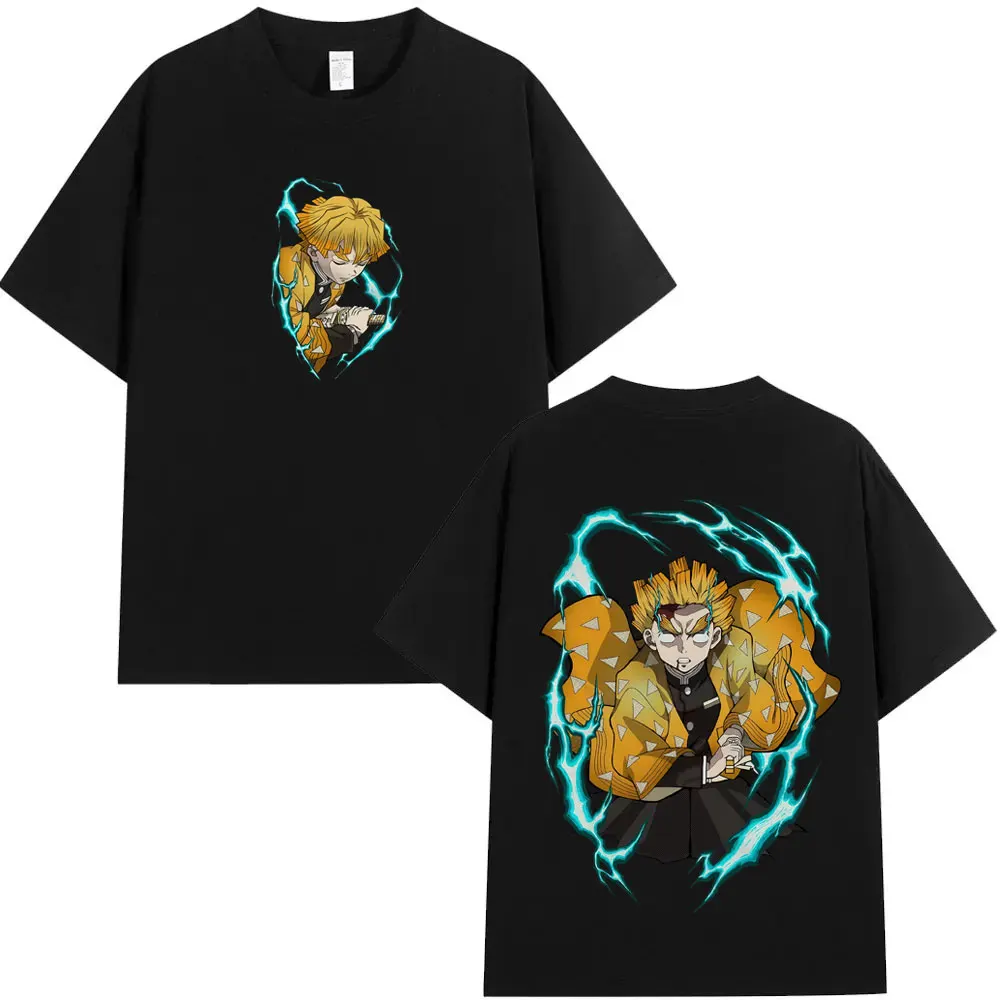 Anime Dämon Slayer Agatsuma Zenitsu Grafik T Shirt Männer Frauen Kleidung Cartoon Übergroßen T-shirt männer Casual Baumwolle T-shirts