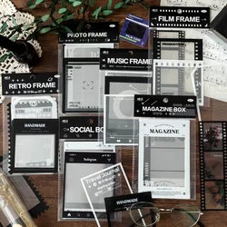 Journamm 15pcs/pack Transparent PET Frame Stickers Decor Junk Journal Scrapbooking Background Collage Vintage Materials Stickers