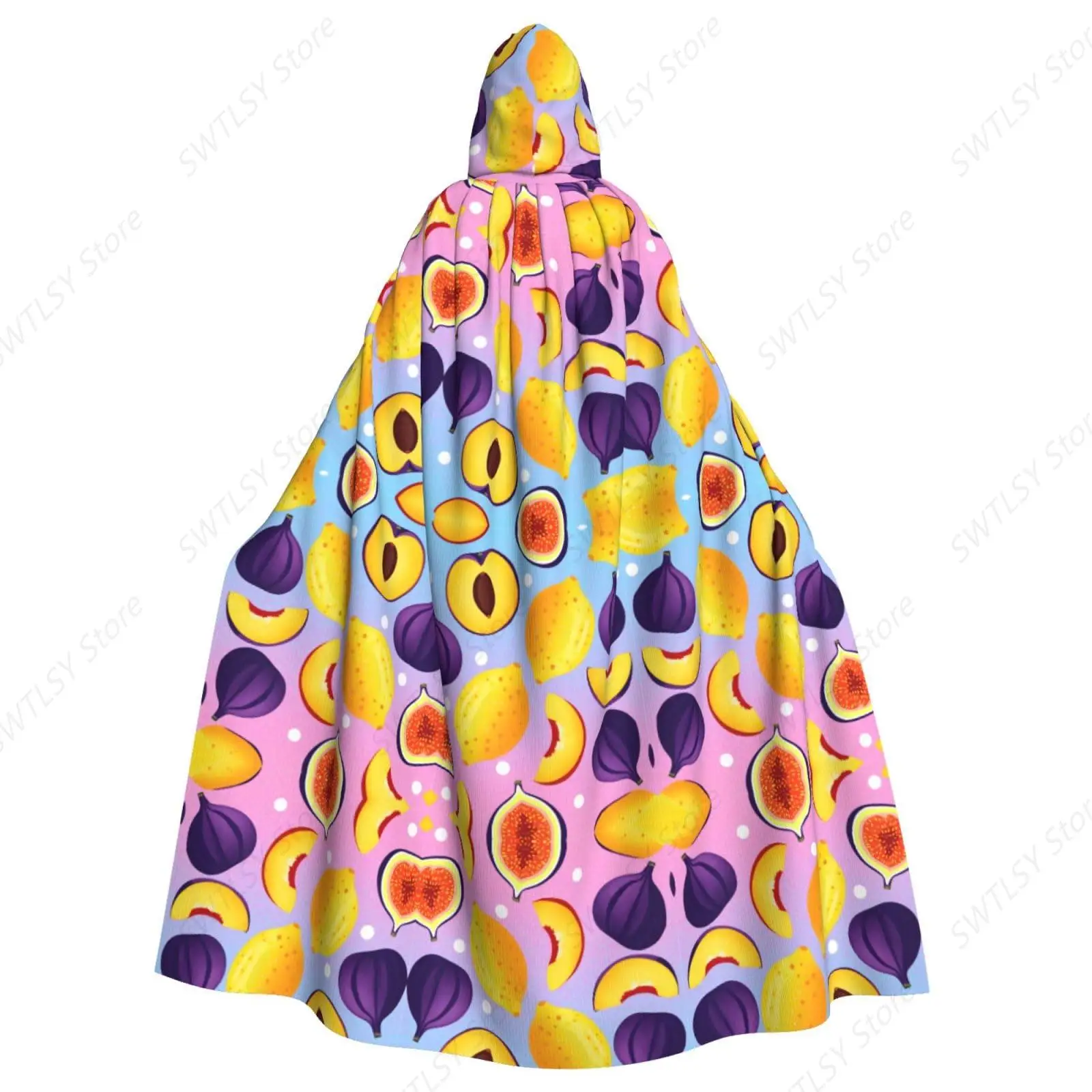 Halloween Robe Hooded Cloak Costume - Different Fruits Summer Ornament Art Hoodie Dress Cloak Robe Full Length Friar Cloak