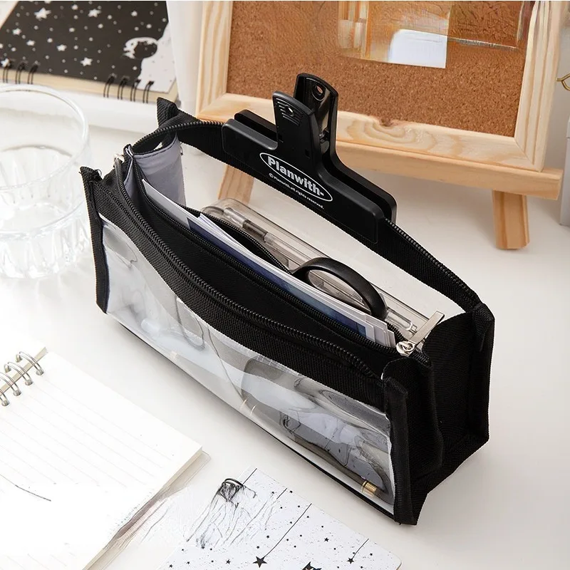 6-Layer Large Capacity Pencil Case Stationery Supplies High Appearance Transparent PVC Storage Bag Organizer