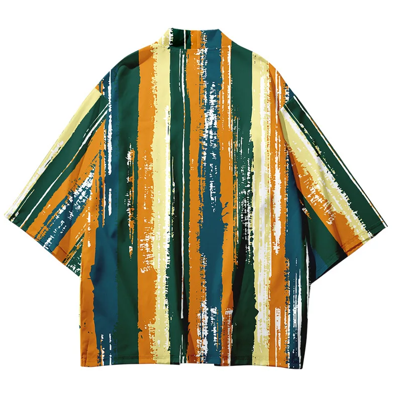Plus Size XXS-6XL Stripe Fashion Beach Japanese Kimono Kimetsu No Yaiba Robe Cardigan Men Shirts Yukata Haori Women's Clothing