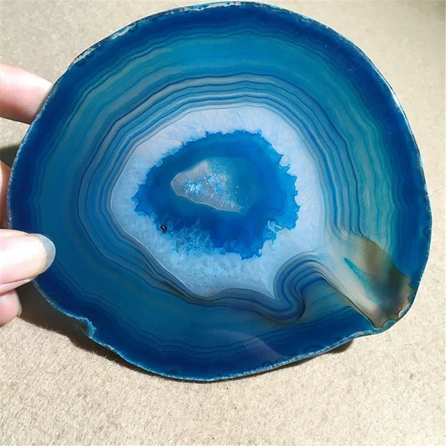 12-20CM Bule Crystal AGATE SLAB Geode Slice Mineral Coaster Healing Reiki Decoration 4