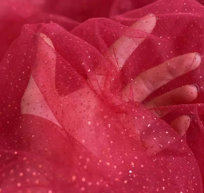 5 mt/los Glänzenden Feinen Pulver Tüll Stoff Silber Feinen Pulver Schleier Hochzeit Hintergrund Garn Tüll Stoff – Detail 2