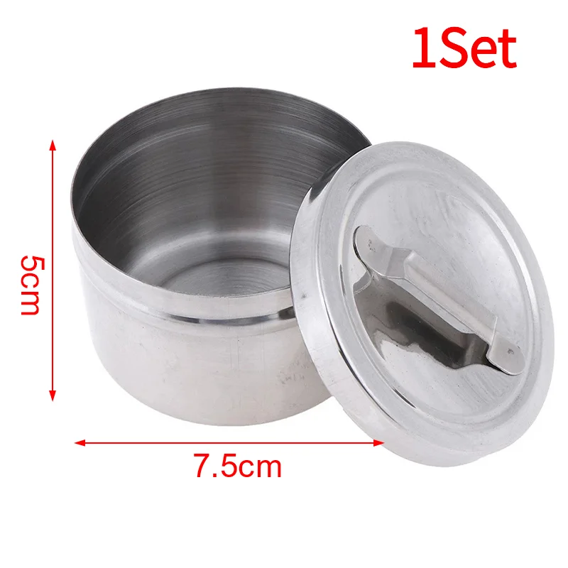 1Set Alcohol Round Box 304 Stainless Steel Cotton Can Laboratory Instruments And Tools Storage Tank With Cover.