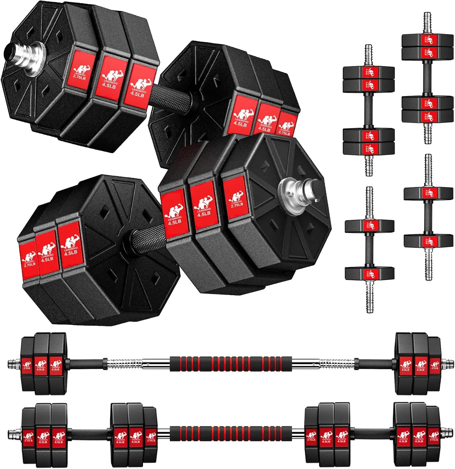 Adjustable Weights Dumbbells Set, 44Lbs 66Lbs 88Lbs 3 in 1 Adjustable Weights Dumbbells Barbell Set, Home Fitness