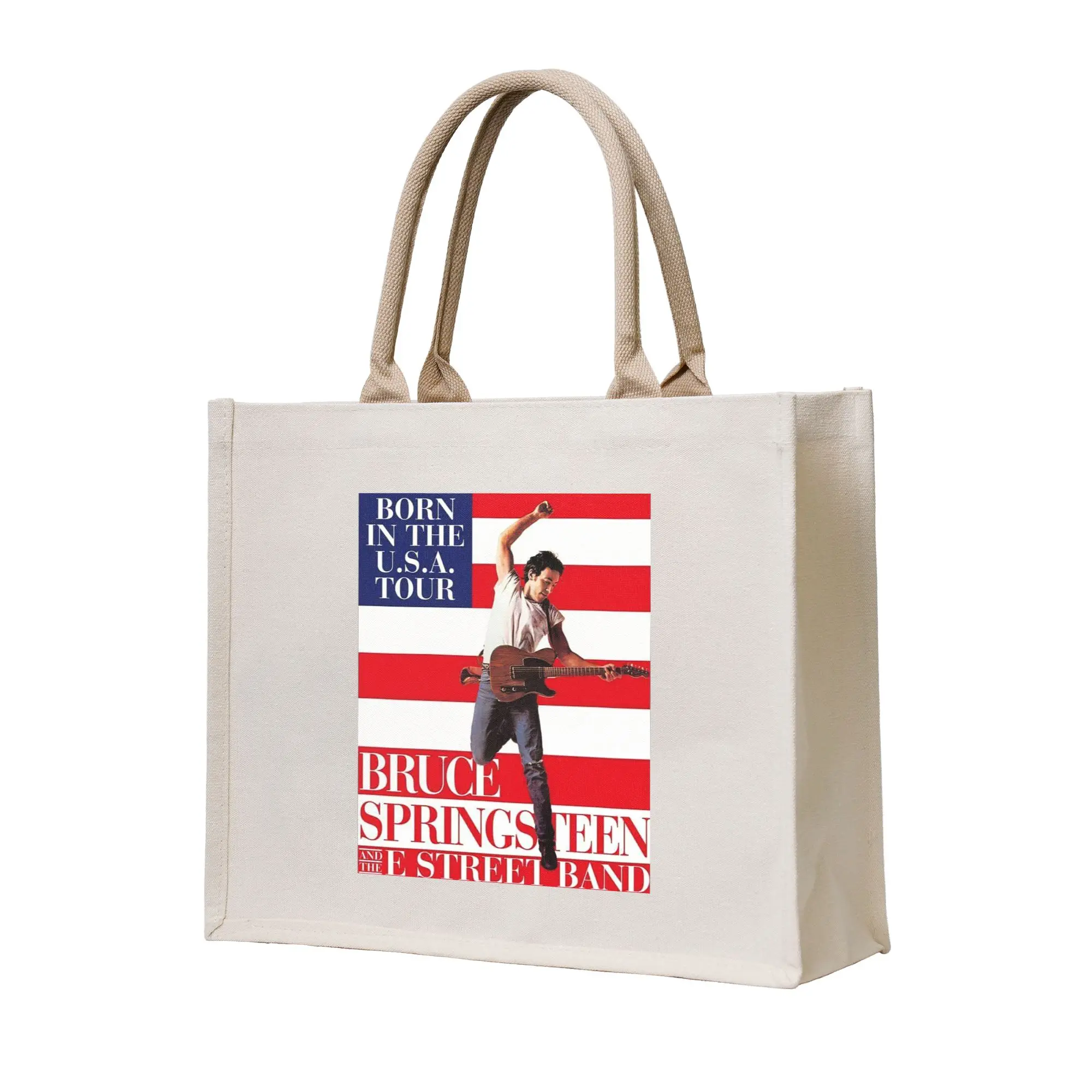 

Сумка-шоппер из холщовой ткани Bruce Springsteen 2024 World Tour, складная, для женщин, на плечо, дорожная сумка-тоут