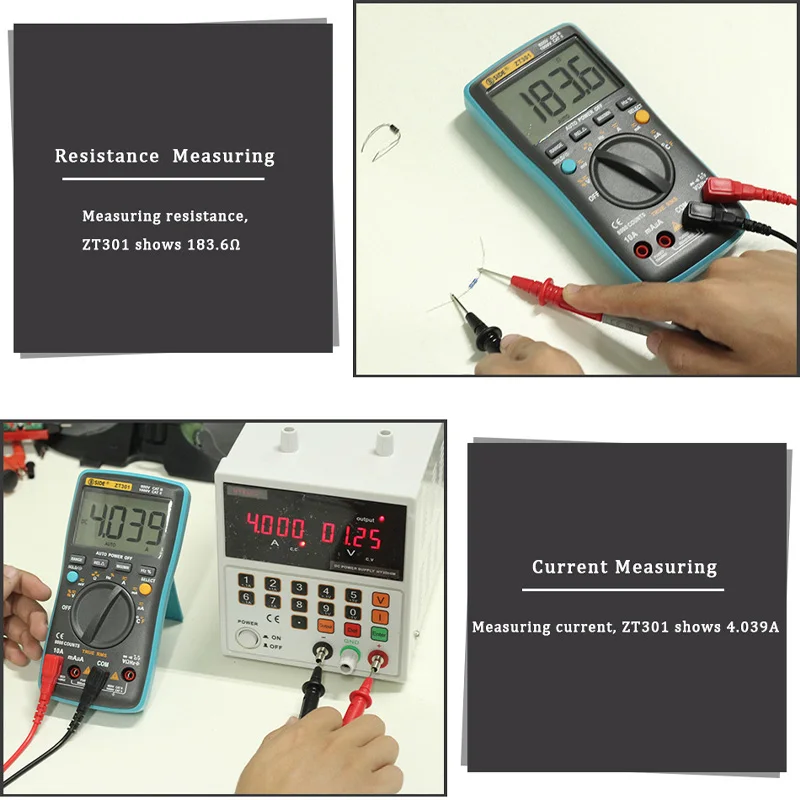 BSIDE ZT301 ZT302 Digital Multimeter True-RMS DC/DA Voltmeter Ammeter multimeter Professional Resistance Ohm Cap Tester Meter