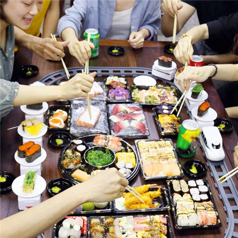 5X Sushi Train Rotary Sushi  Track Conveyor Belt Rotating Table Kid Food Train Set DIY Sushi Making Family Sushi B