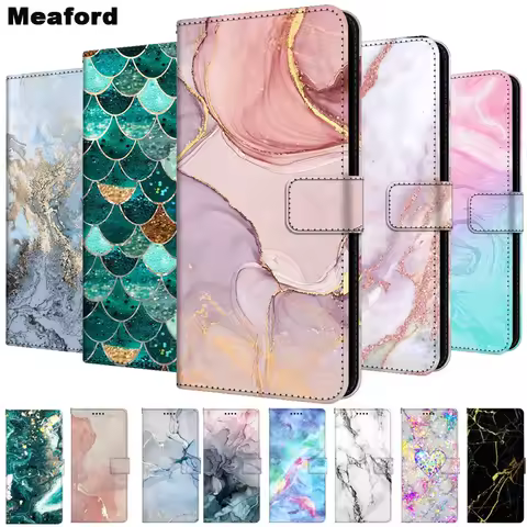 Marble Leather Case For Samsung Galaxy A03 A035F Case Note 20 S22 Plus S 22 Ultra A13 5G A 03 Flip Cover Stand Wallet Book Funda
