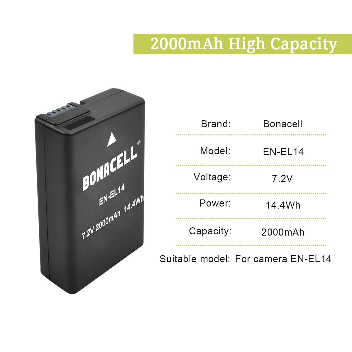 BATTOOL EN-EL14 EN-EL14A ENEL14 2000mAH 7.2V bateria dla nikona D3100 D3200 D3300 D3400 D3500 D5100 D5200 + podwójna ładowarka USB LED