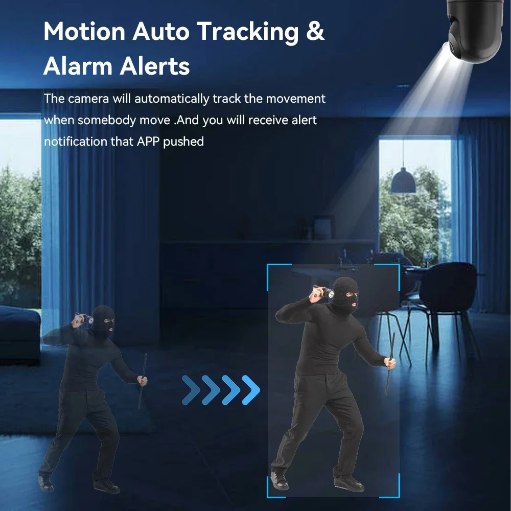 4MP 5G WiFi PTZ Baby Monitor Auto Tracking IP Camera 1080P Two-Way Audio Night Vision Mini Home Security Camera Works with Alexa