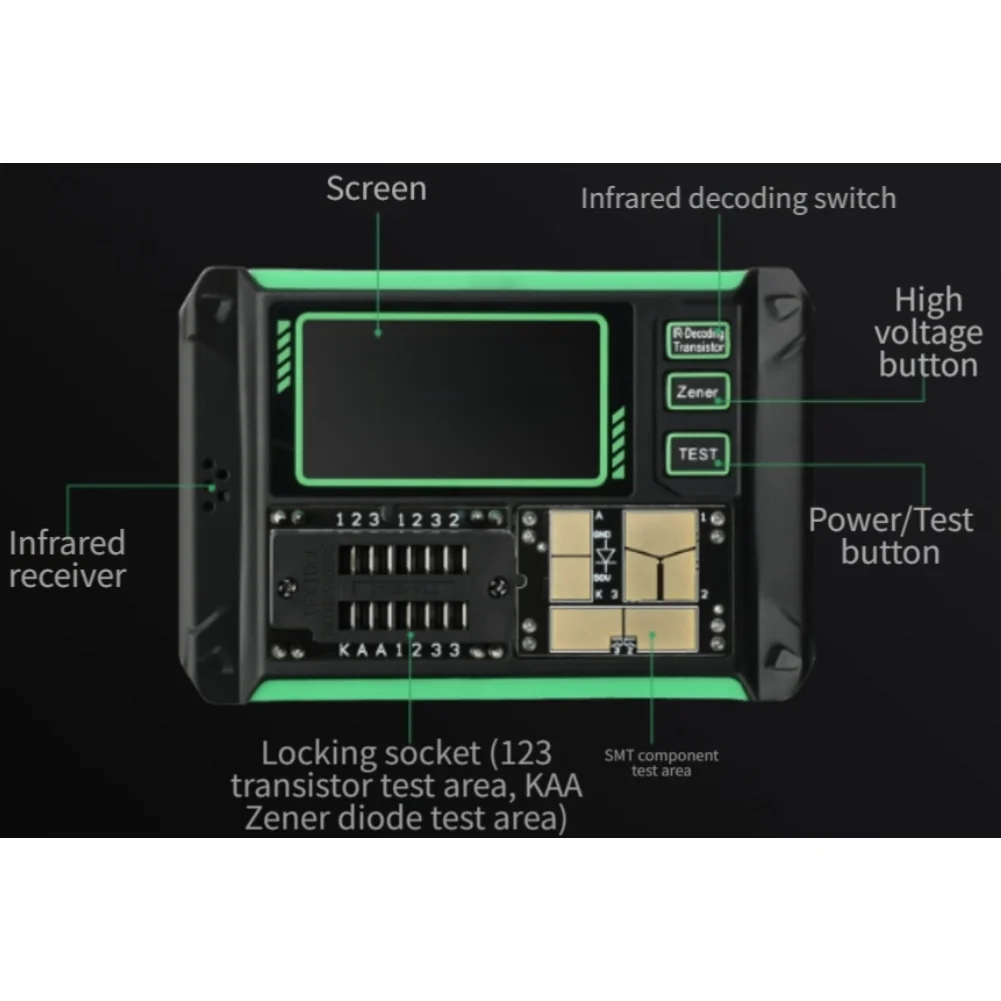 AR1 Transistor Tester Metal Case For Capacitor Resistor MOSFET Diode Inductor Infrared Decoding For Battery Polarity Check Tool