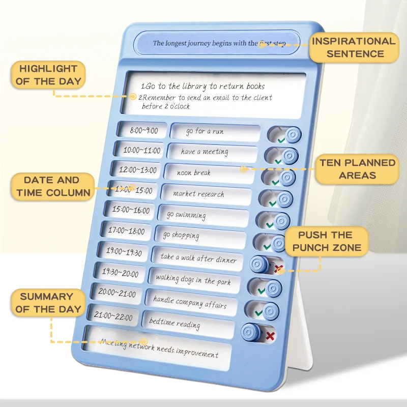 1 Set of Acrylic Daily Plan and Time Management System - Personal Production Punch-In Device for Office, Student and Self-Discipline Plan 15 Blank