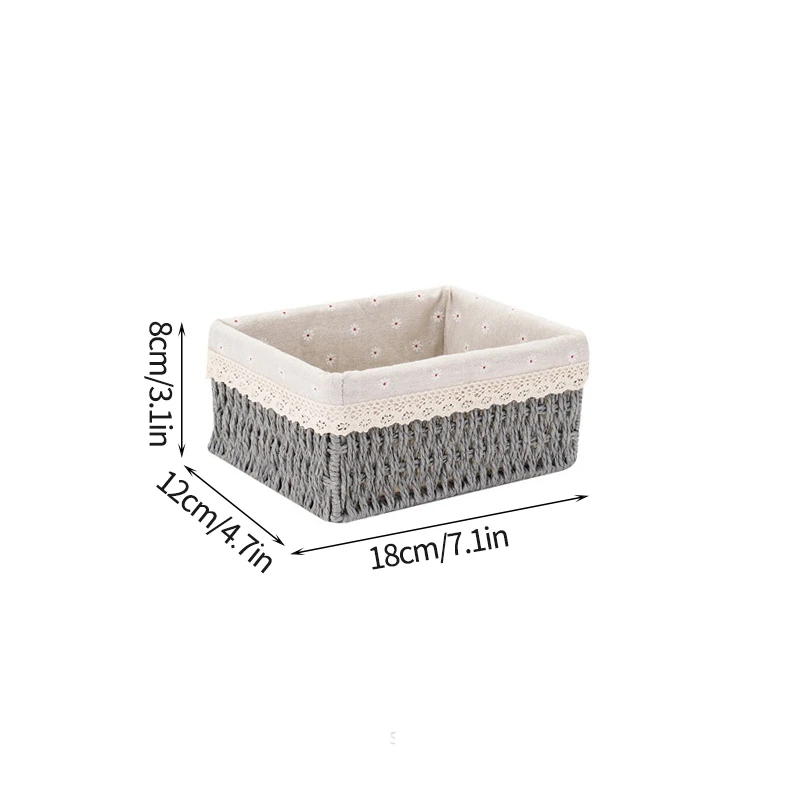 Panier de rangement en tissu avec couvercle, panier de rangement tissé de bureau, organisateur d'art