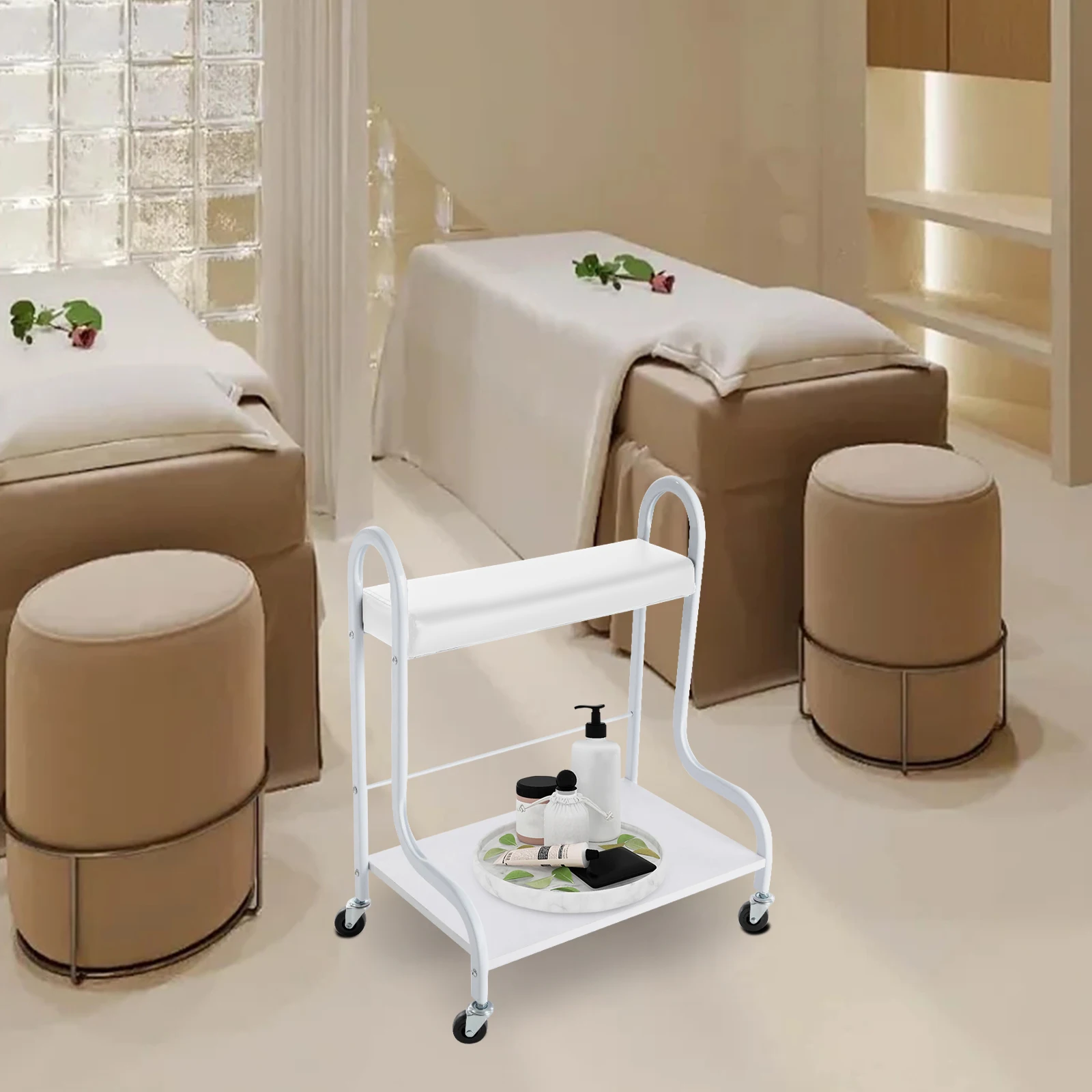 Beauty Salon Nail Foot Bath Spa Portable Trolley Cart for Rest Pedicure Manicure Funiture Massage Table Supplies Esthetician