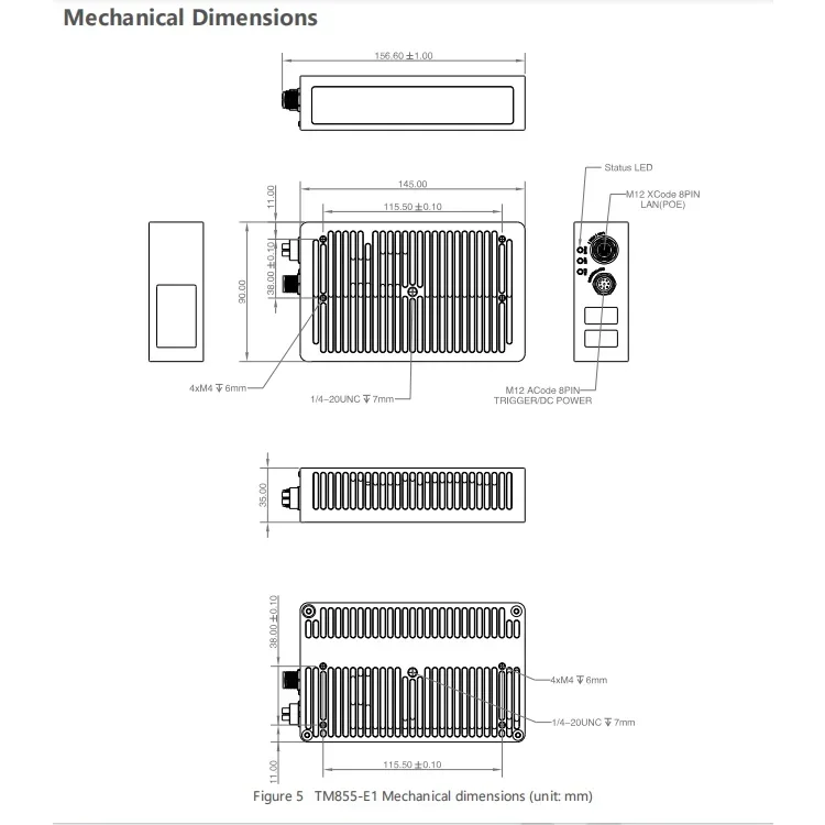 TM855-E1 Industrial camera 3d for robot positioning depth resolution 16 fps   logistics Volume measurement depth camera