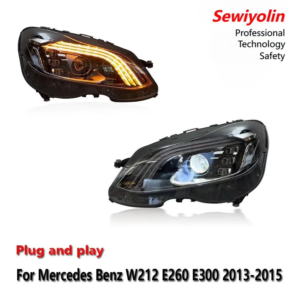 

Светодиодные фары в сборе для Mercedes-Benz 2013-2015 W212 E260 E300: ДХО, стоп-сигнал, указатель поворота, подключение Plug and Play
